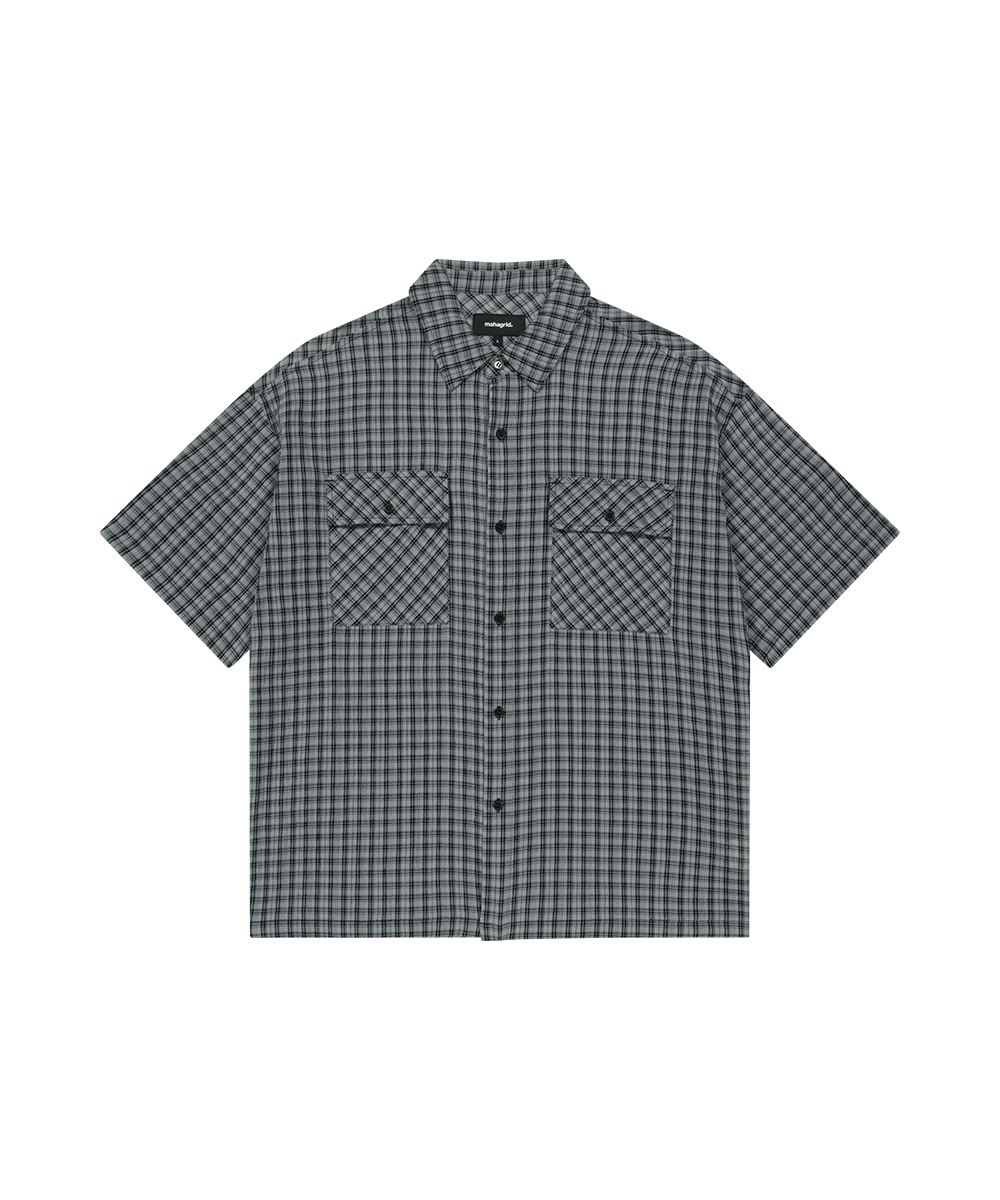 ROLL-UP CHECK HALF SHIRT[CHARCOAL]