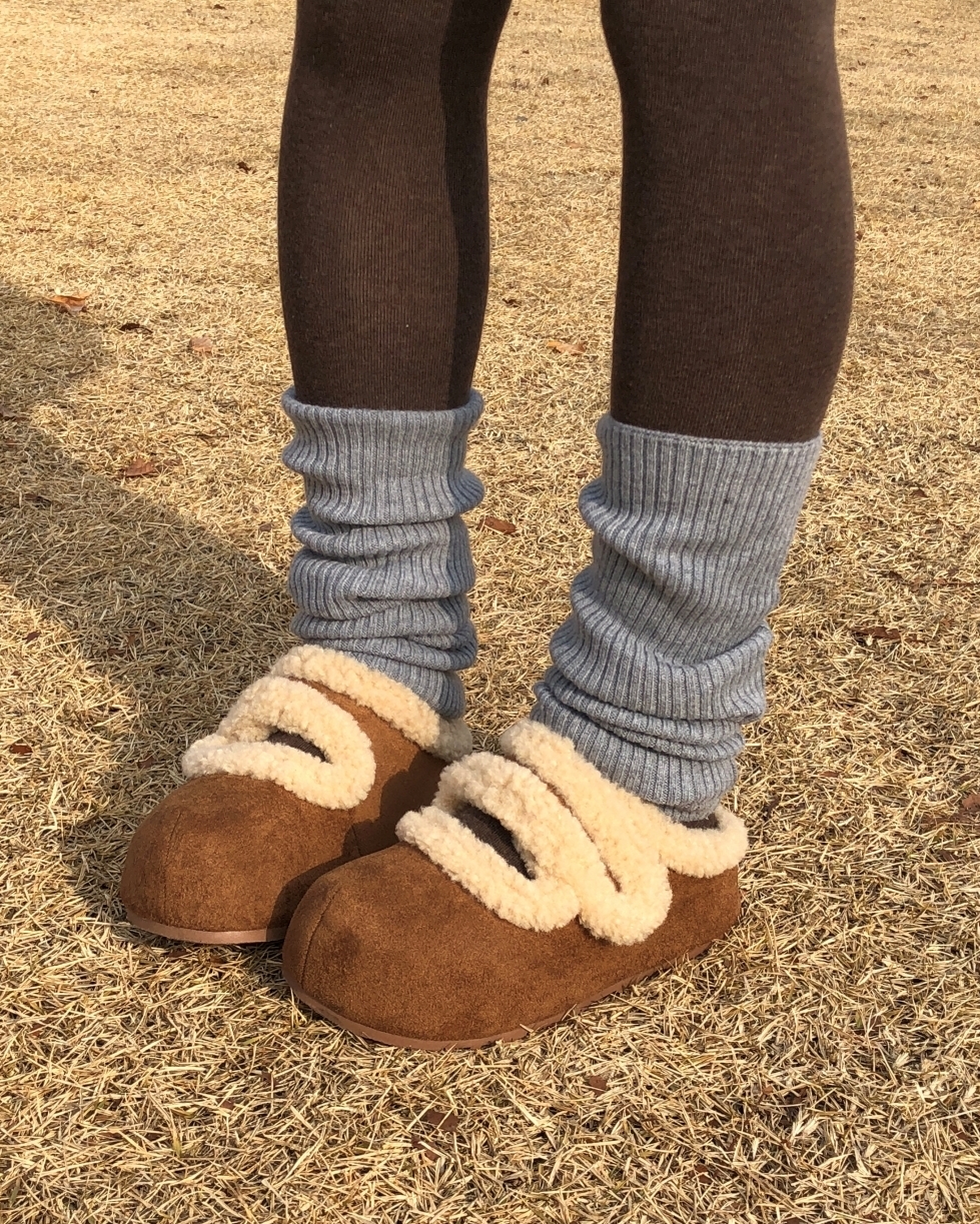 ベルクロ付き裏ボア防寒スリッパ