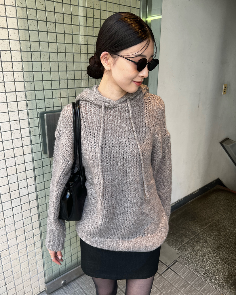 ストリングポイントパーカーニット