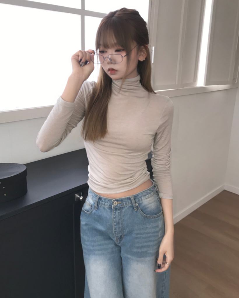 ベーシック タートルネック 長袖 Tシャツ (7色)