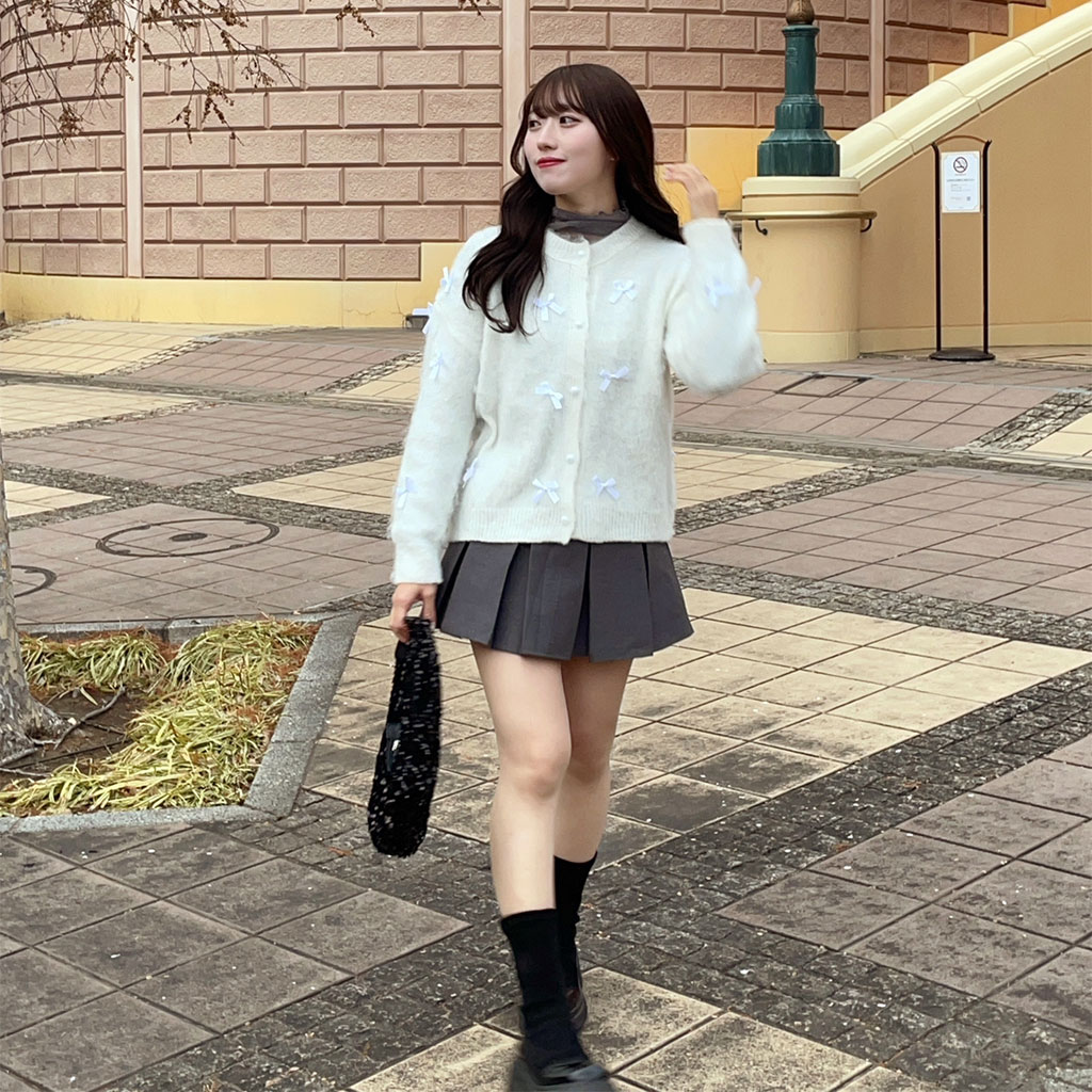 リボンブラッシュドカーディガン | ファッション通販サイト NUGU