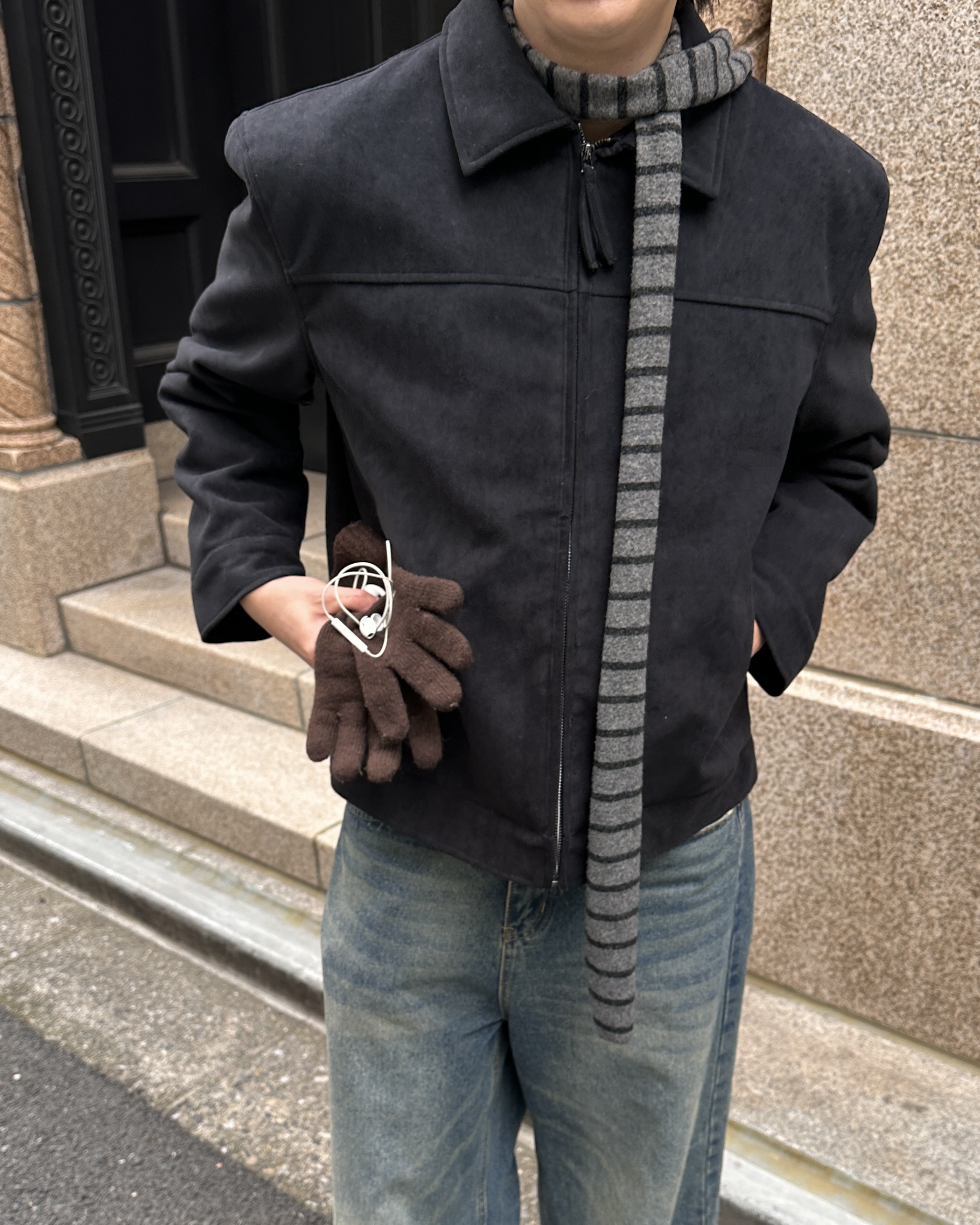 スエードカラーキルティングジャケット