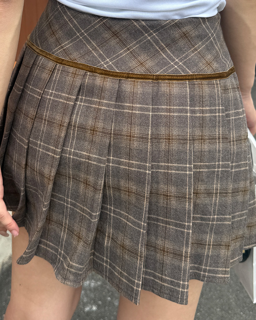 リボン付きチェックプリーツミニスカート | ファッション通販
