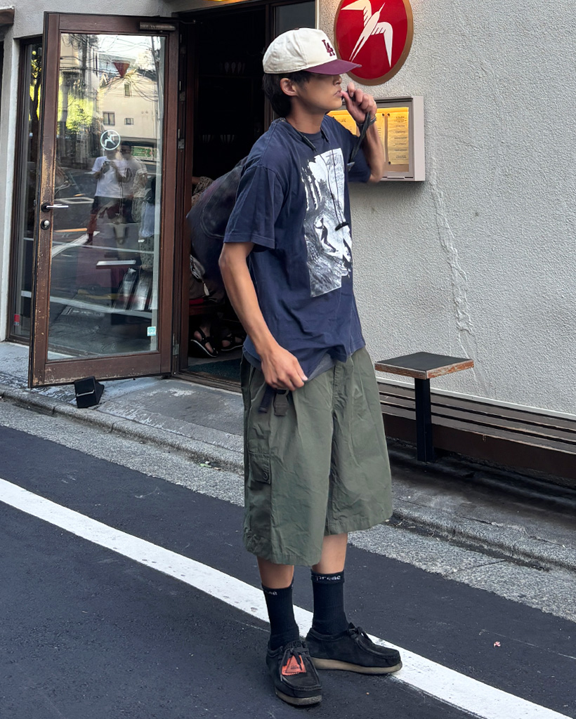 ベルト付きピンタック バミューダパンツ