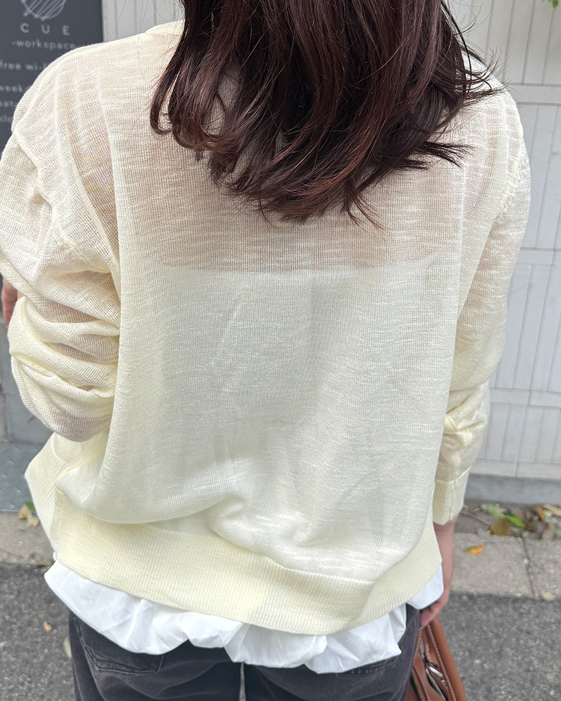 モノクロ♡薄手の羽織り♡うみ 楽天市場】Vネック 透かし カットワーク 透かし編み ショート丈