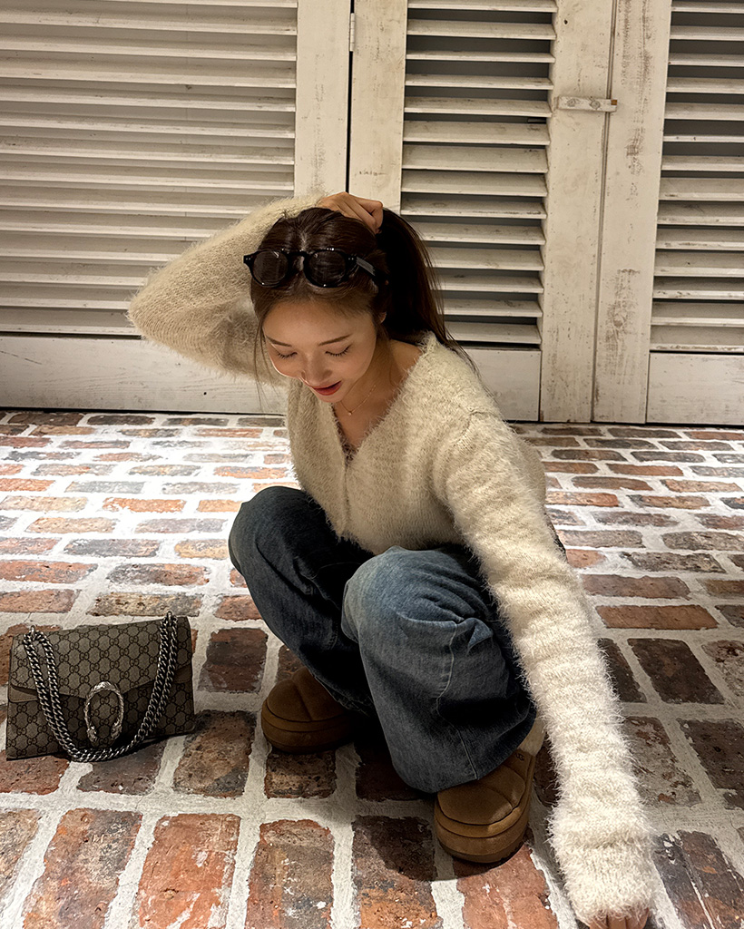 Vネックファーカーディガン | ファッション通販サイト NUGU