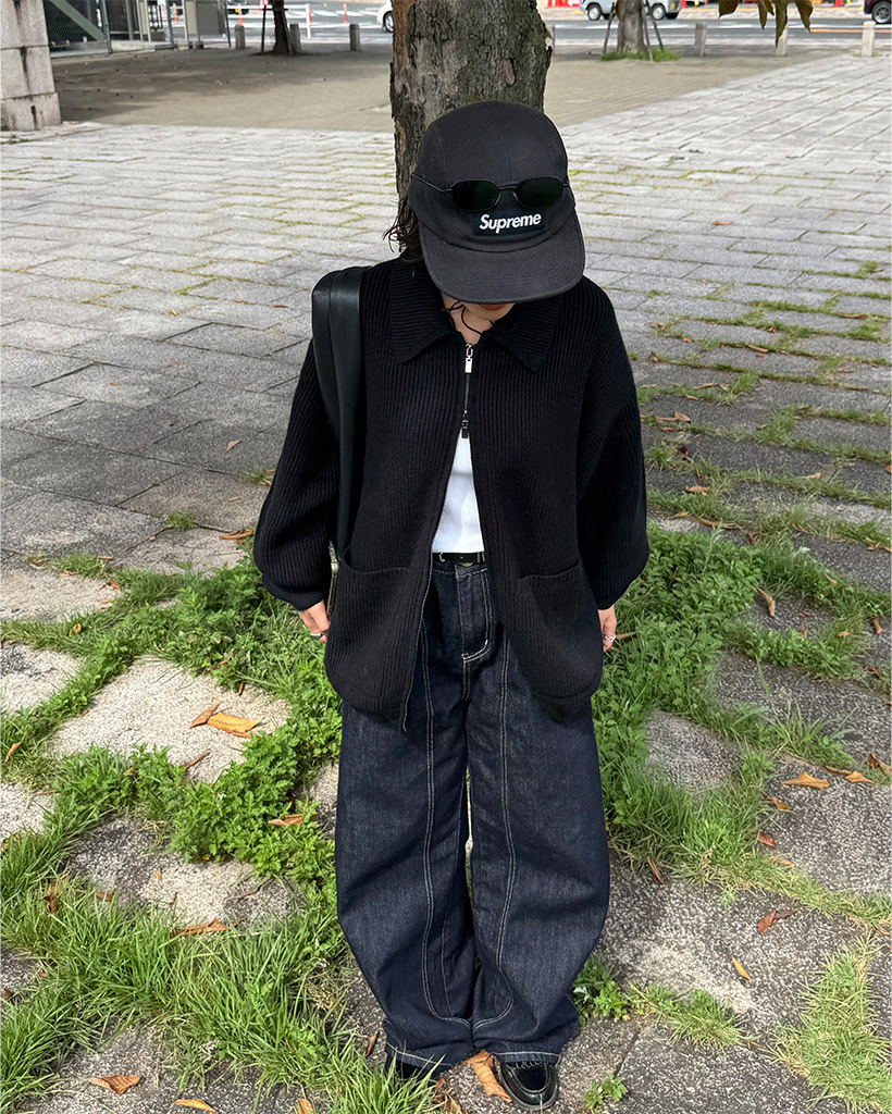 カラーニットジップアップ