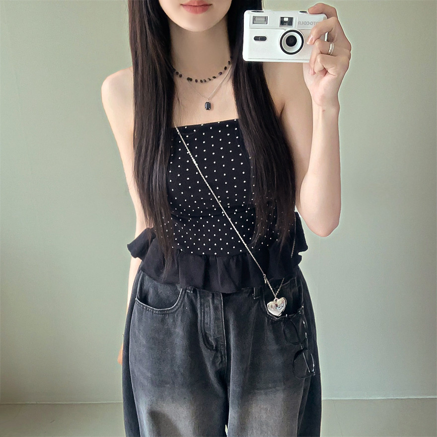 水玉フリルフレアチューブトップ | ファッション通販サイト NUGU