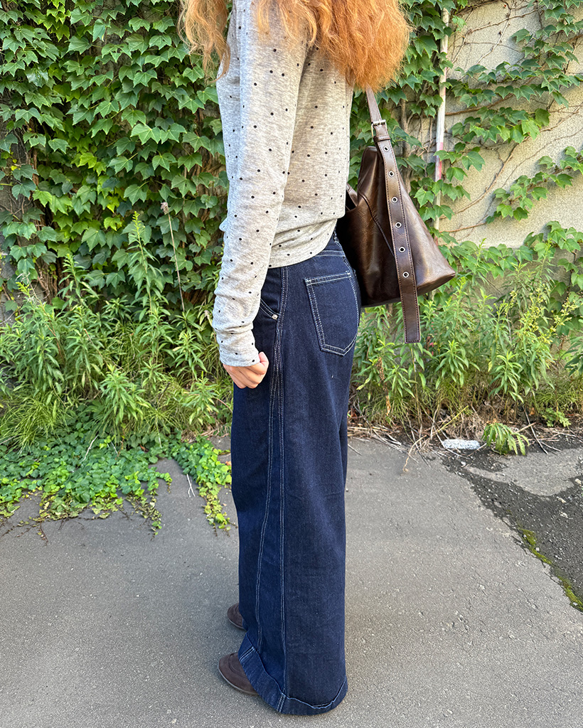 yuni デニムワイドパンツ yuni（ユニ ）の「8ozデニムワイドイージーパンツ（デニムパンツ