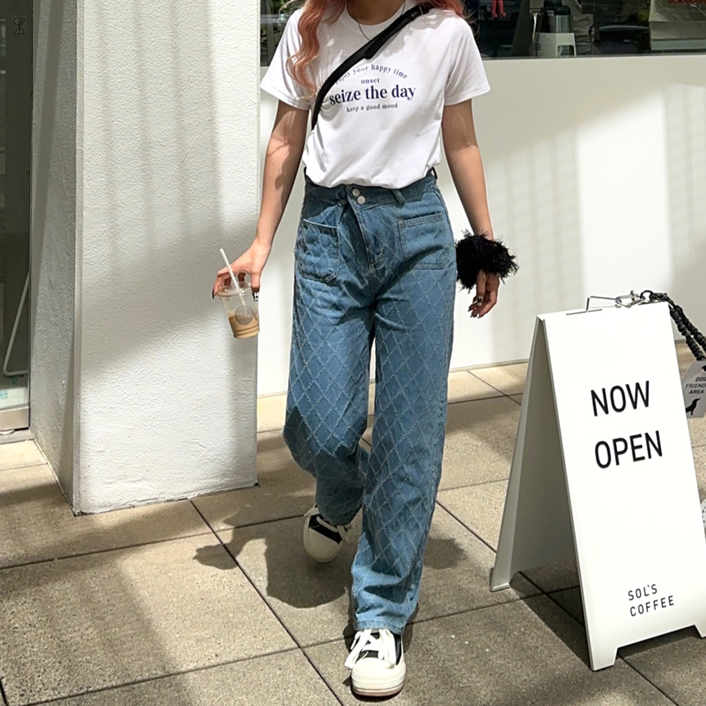 ワイドデニム ダイヤモンドポイントデニムパンツ | ファッション通販サイト NUGU