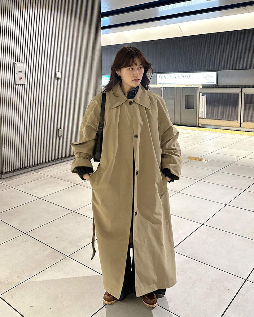 uncrave ベージュ　ロングトレンチコート リバーシブルライナー付き はっ水 2way ベーシックトレンチ