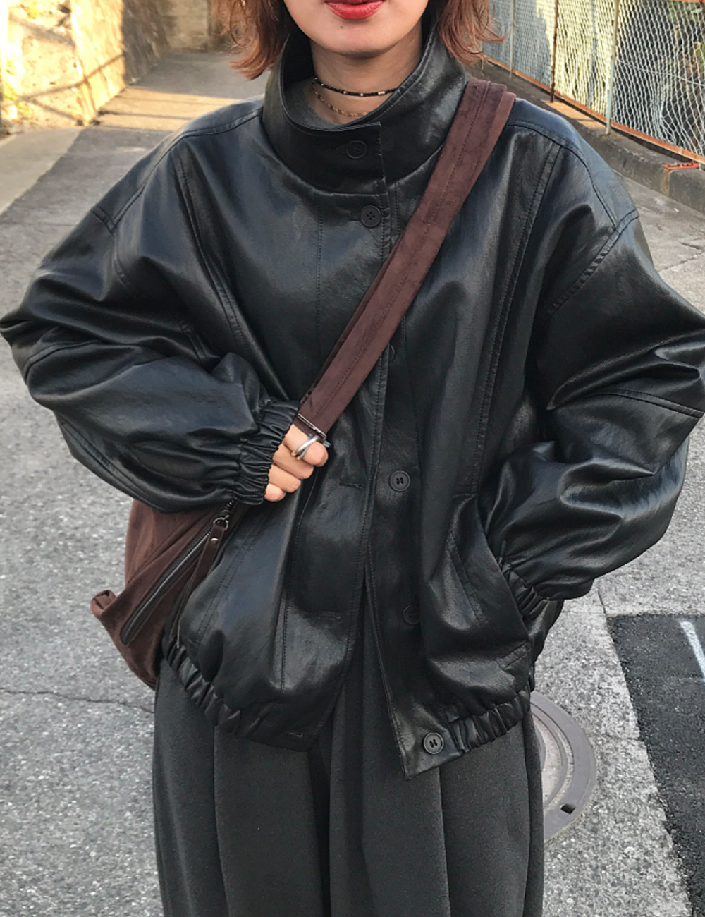 NorthGaze 黒レザージャケット オーバーサイズレザージャケット | ファッション通販サイト NUGU
