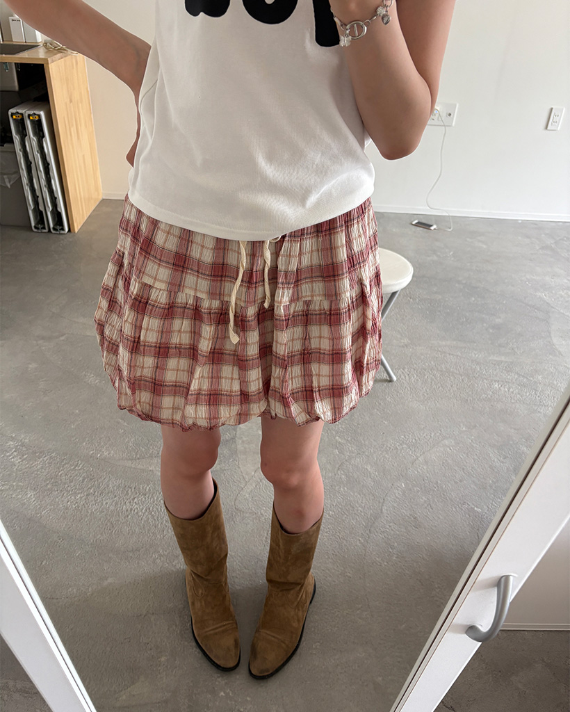 チェックバルーンミニスカート | ファッション通販サイト NUGU