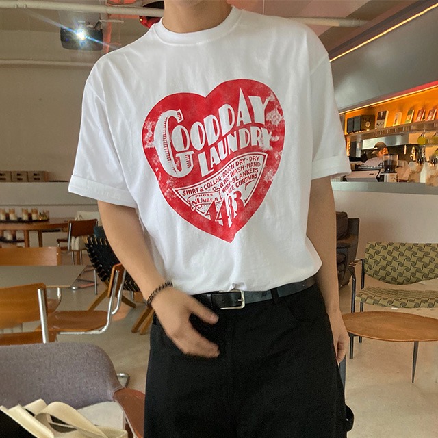 [3color] プリントラウンドネック半袖Ｔシャツ