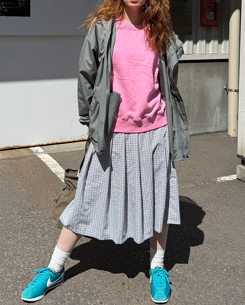 チェックプリーツミディスカート