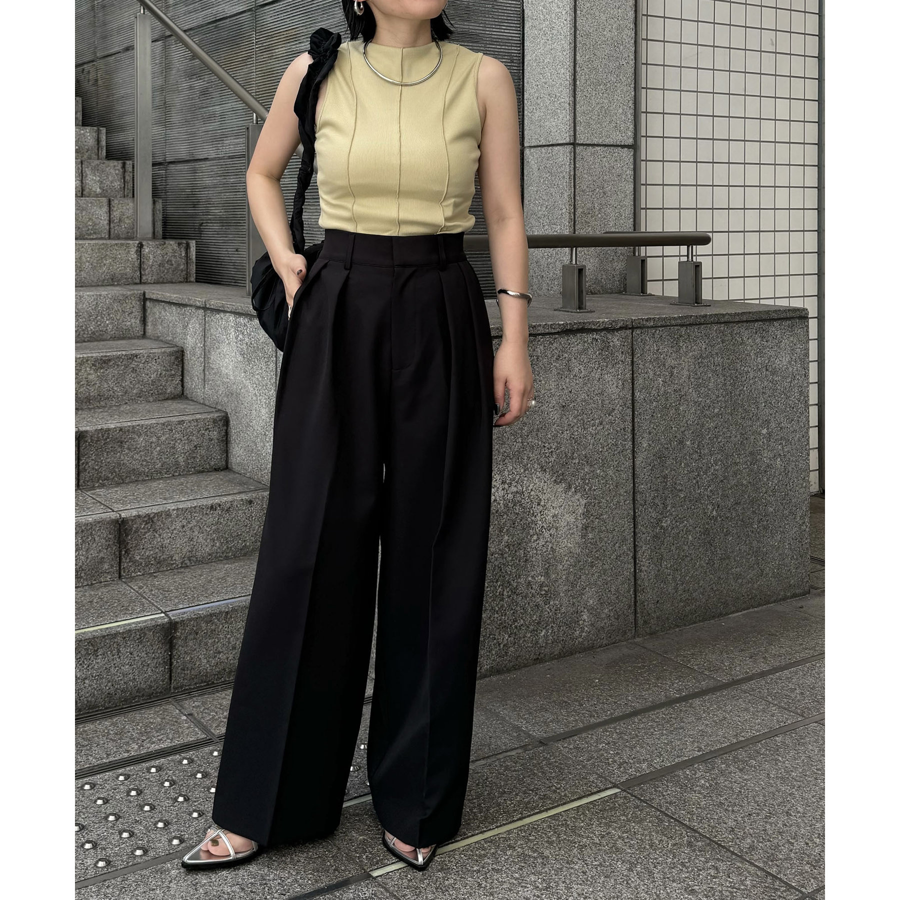 nui mond / MOND　ワイドパンツ LAMOND - ORGANIC COTTON HIGH TWIST STANDARD WIDE PANTS | ECRU