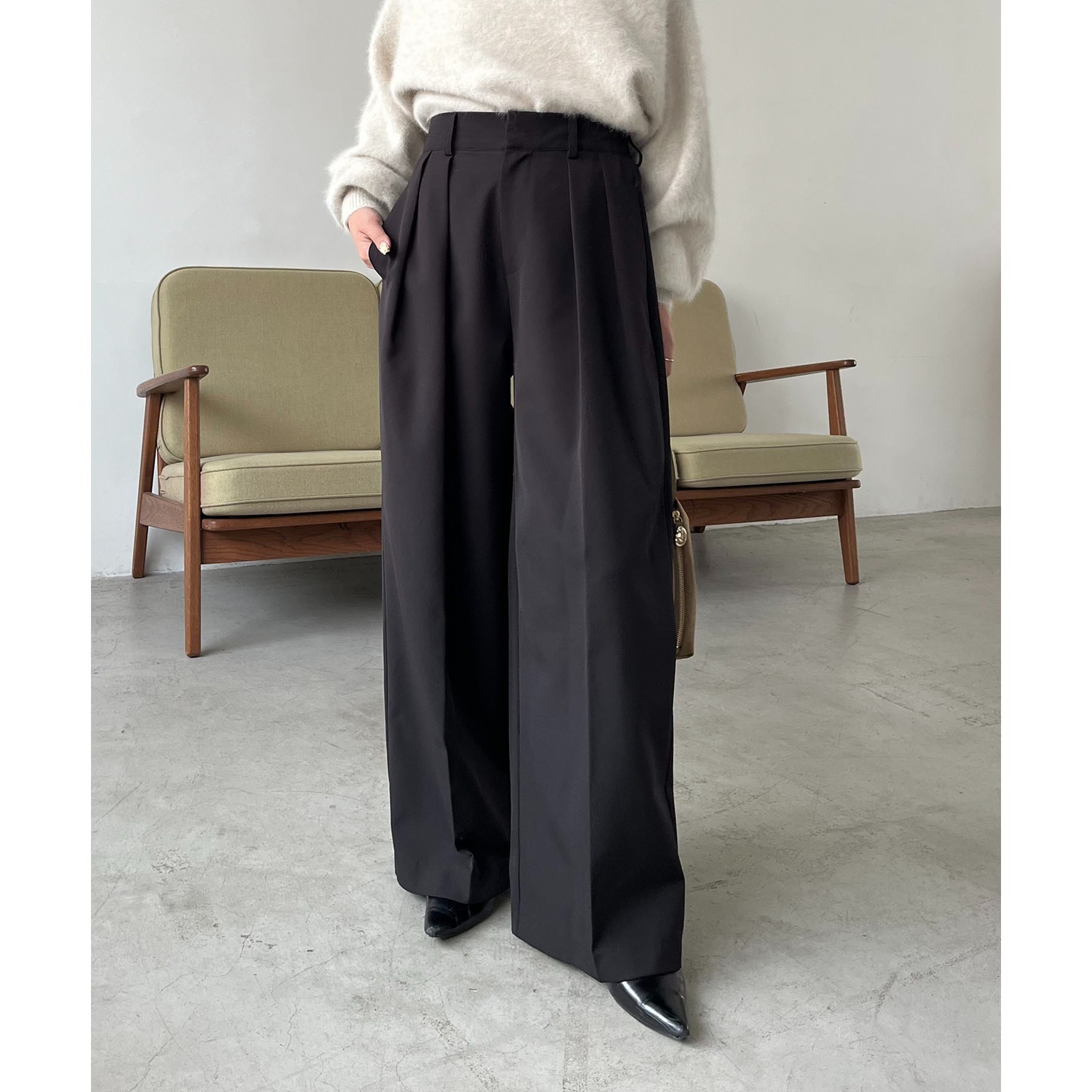 HERMÈS 黒 ワイドパンツ フランス製size.34.S. HERMÈS 黒 ワイドパンツ フランス製size.34.S. HERMES（エルメス）中古