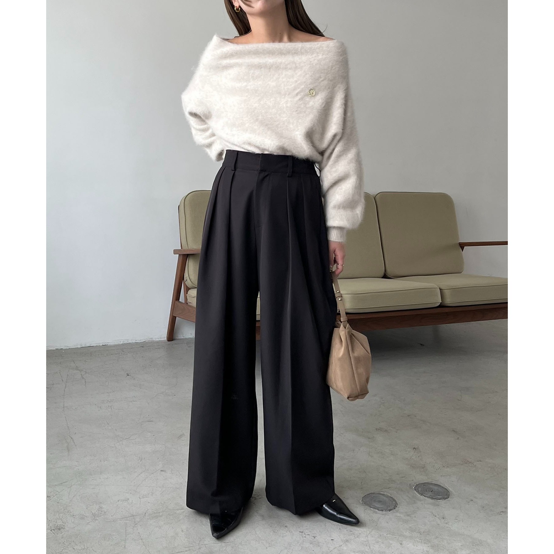 HERMÈS 黒 ワイドパンツ フランス製size.34.S. HERMÈS 黒 ワイドパンツ フランス製size.34.S. HERMES（エルメス）中古