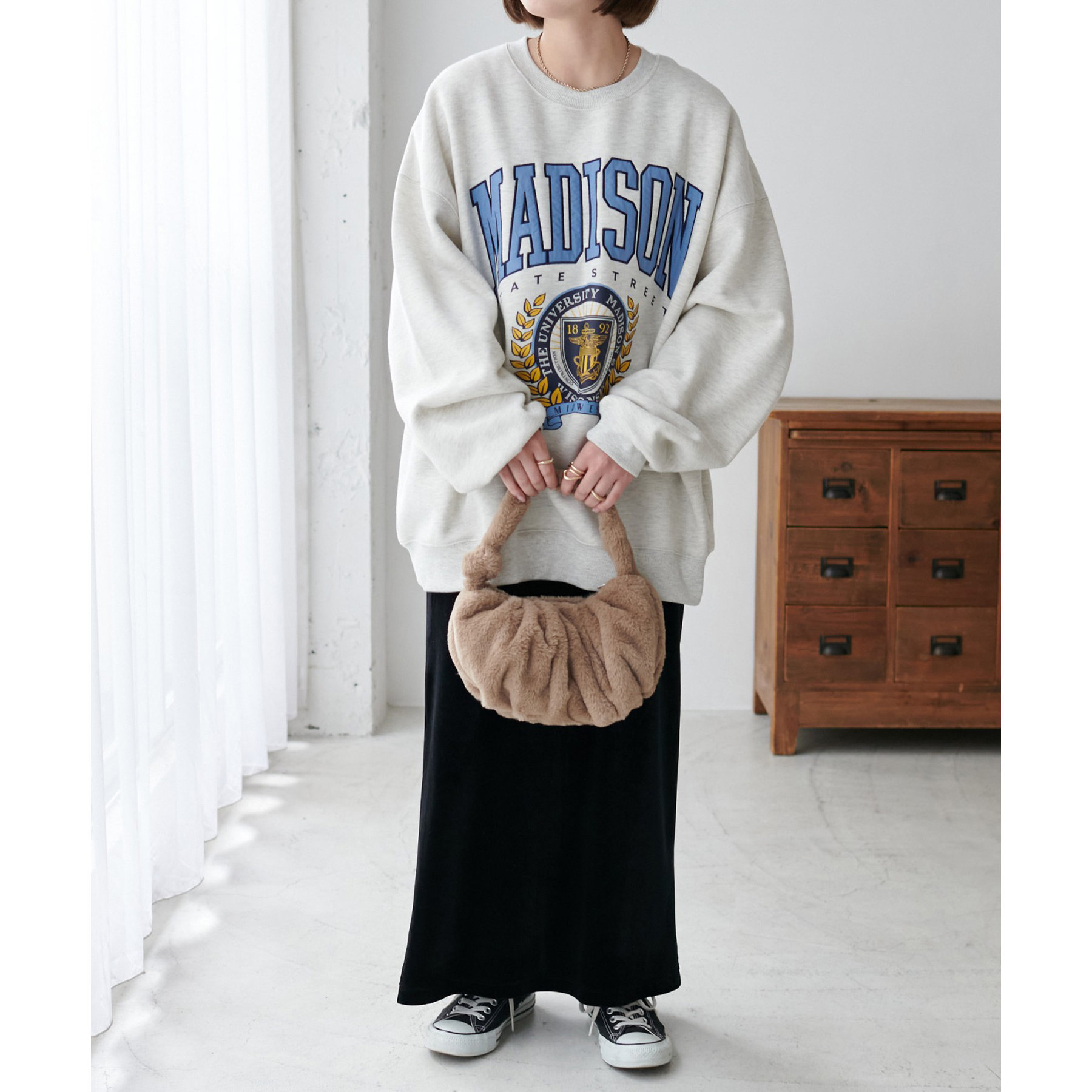 nest Robe コットンカレッジスウェットプルオーバー nest Robe - コットンワッフル長袖プルオーバーの通販 by