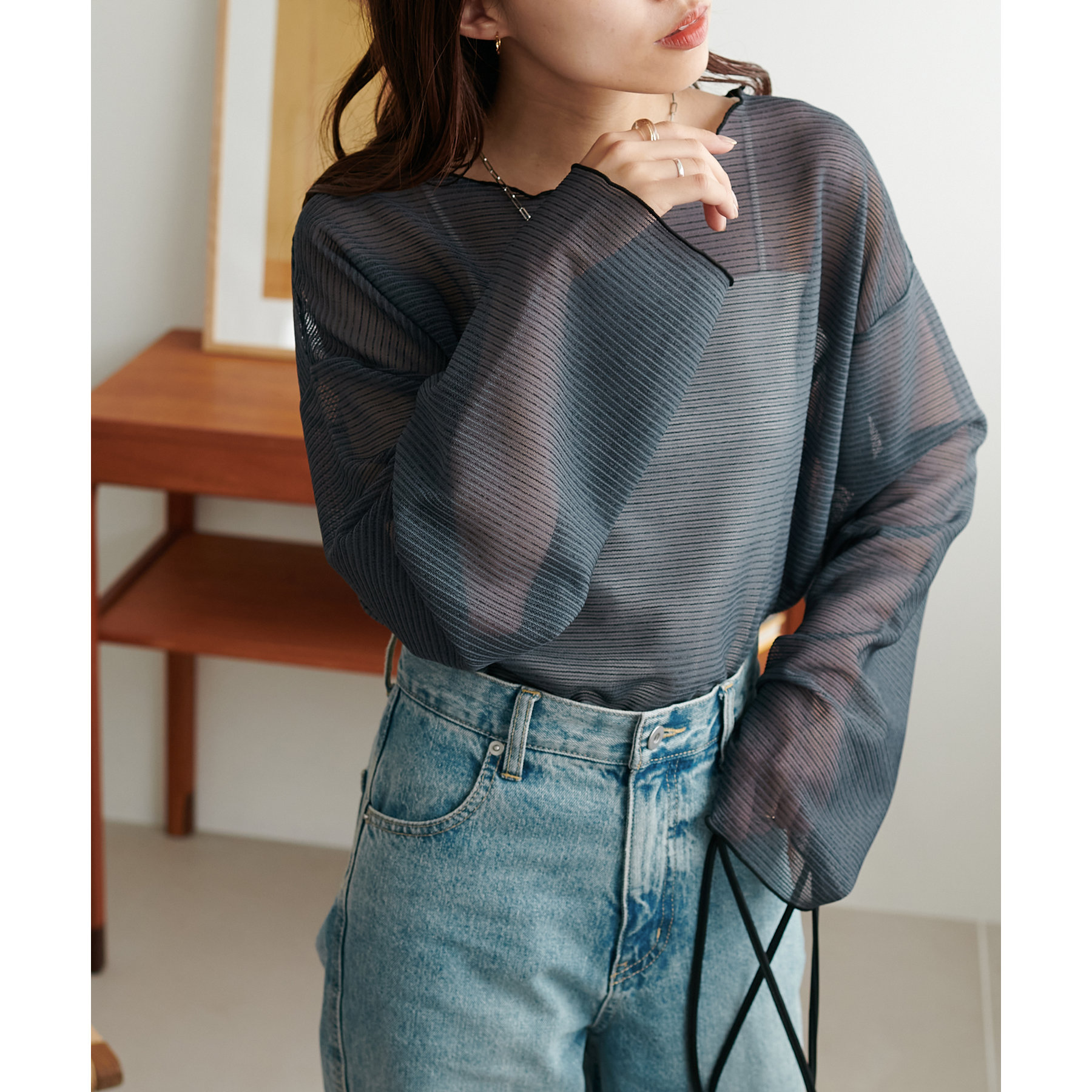 WEB限定】シアーボーダーロングスリーブ | ファッション通販