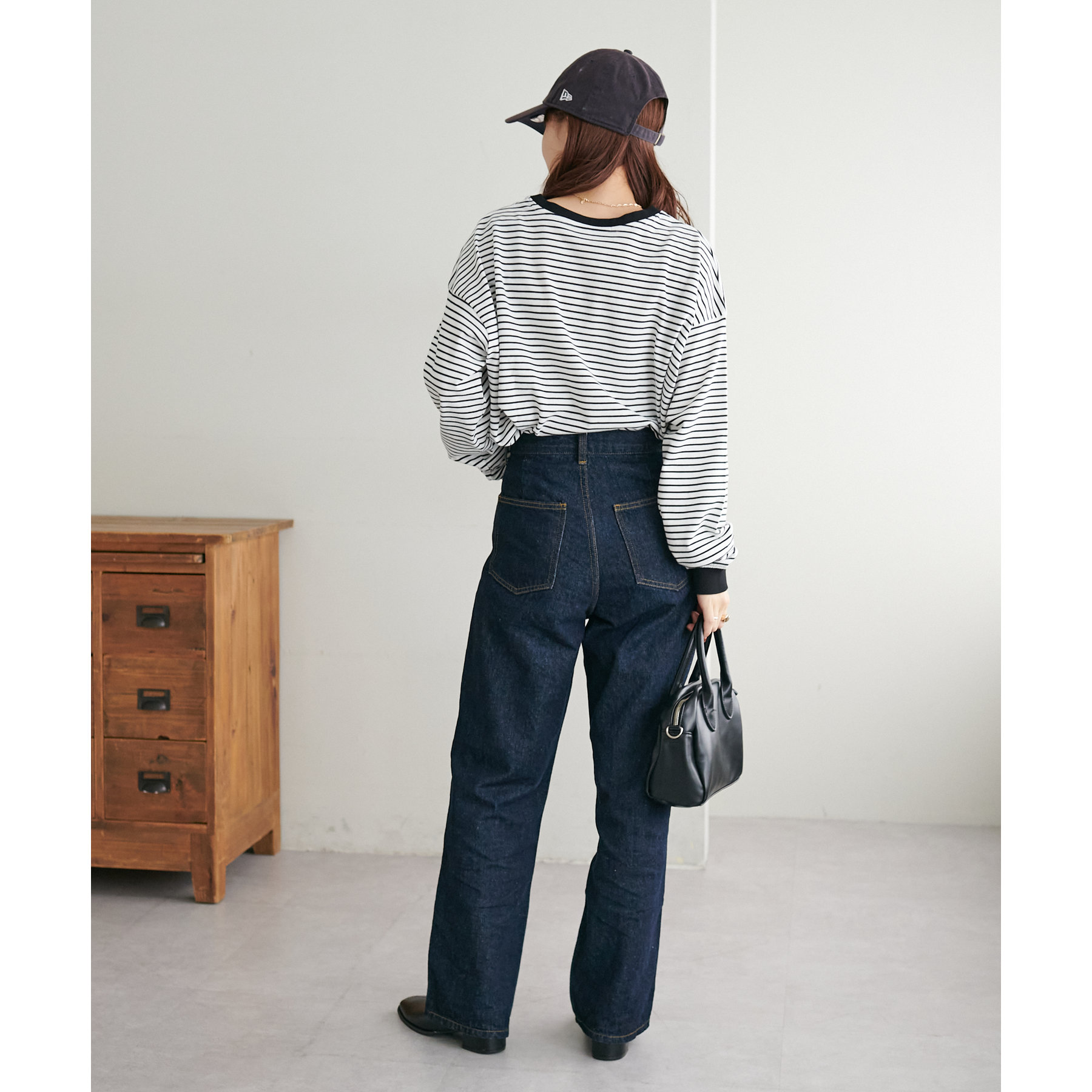【新品タグ付】main story 長袖Tシャツ ブルーボーダー　6y レトロボーダー 長袖Tシャツ 綿100% メンズ ロンT 長袖 丈夫