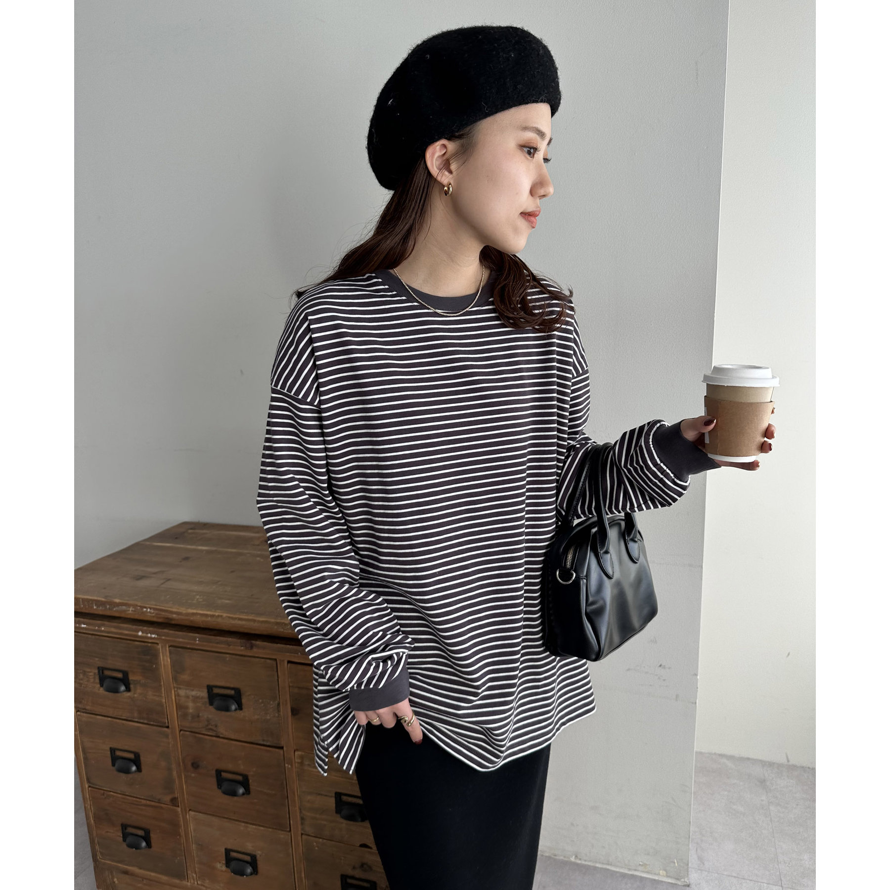 新色追加!/21色展開》ボーダービッグロングTシャツ【WEB限定