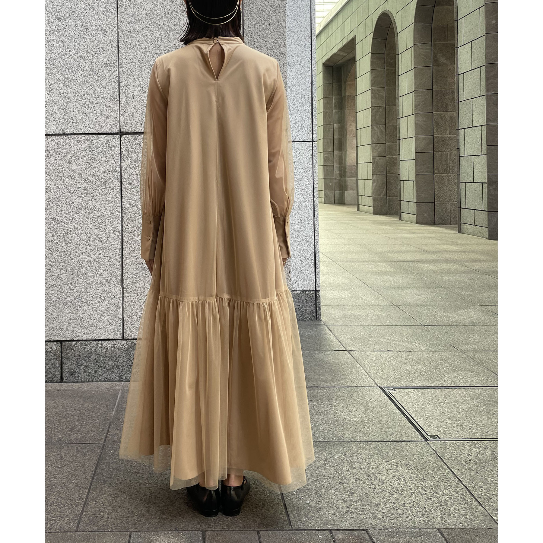 お得な情報満載 オケージョン】【サイズ展開あり】チュールハイネックワンピース スーツ・フォーマル・ドレス