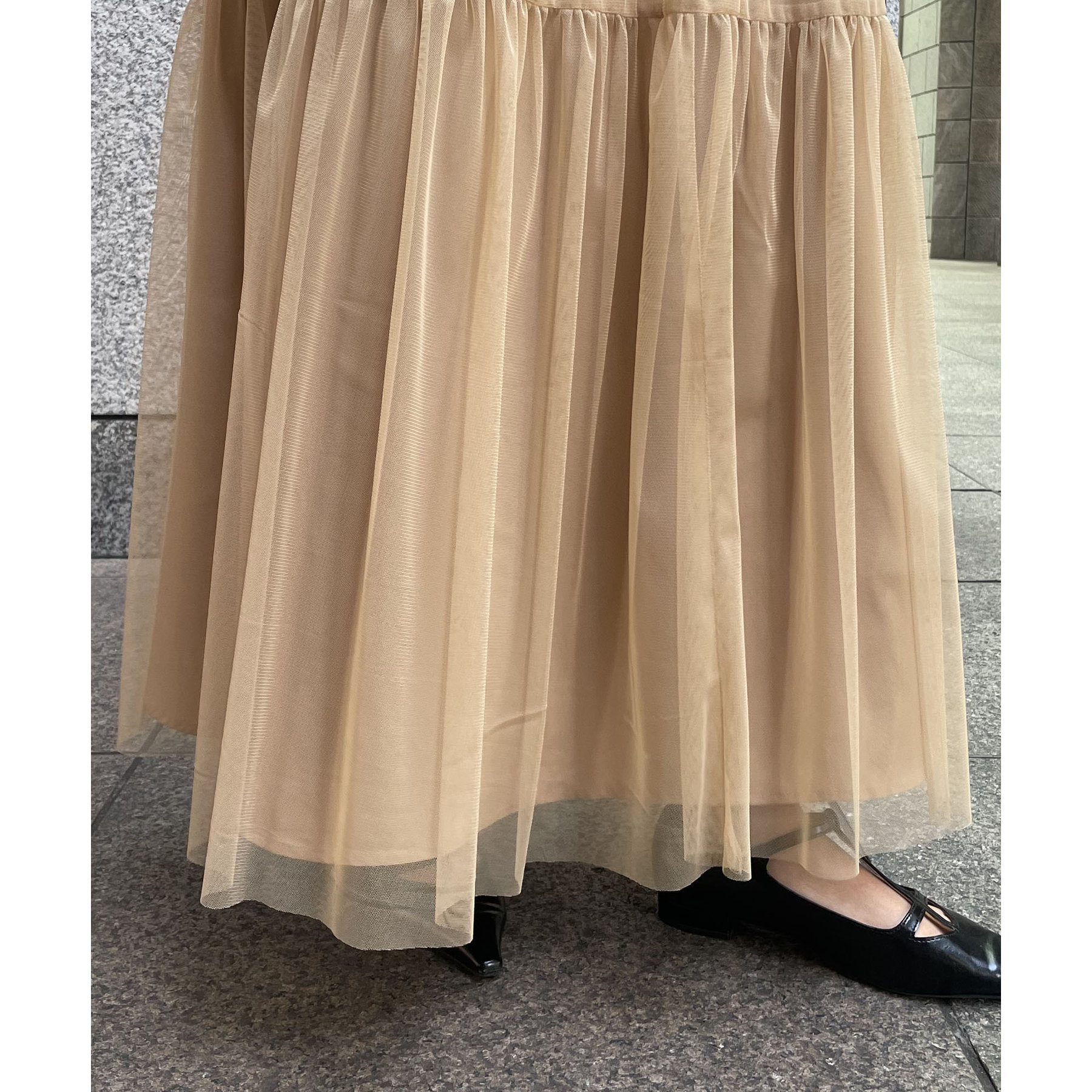 オケージョン】【サイズ展開あり】チュールハイネックワンピース