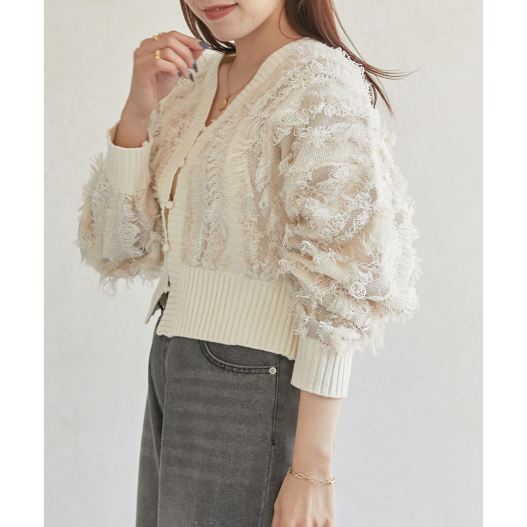 NOZOMI ISHIGURO フリンジ付きカーディガン NOZOMI ISHIGURO フリンジ付きカーディガン メンズ