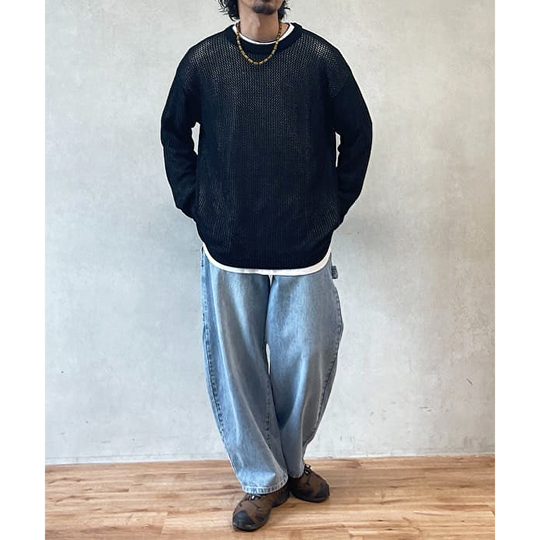 waac メッシュノースリーブ　プルオーバー ≪USED≫透かし編みメッシュニットプルオーバー/AMERICAN HOLIC