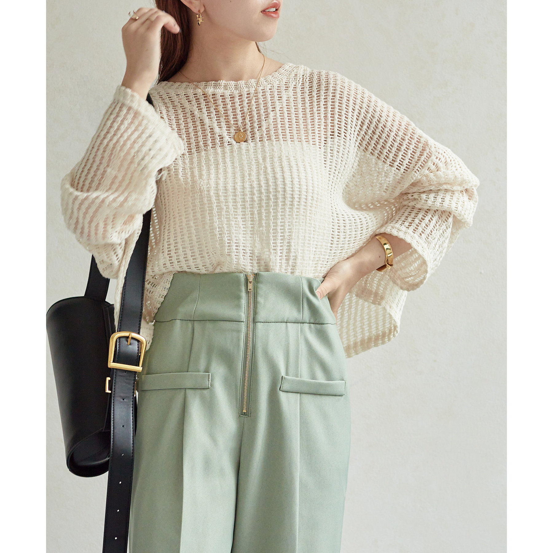 ショート丈メッシュニット | ファッション通販サイト NUGU