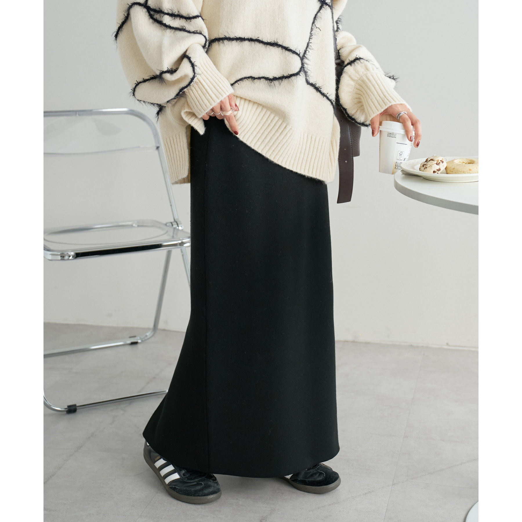 ニットナロースカート ニットナロースカート／セットアップ対応【洗濯機洗い可