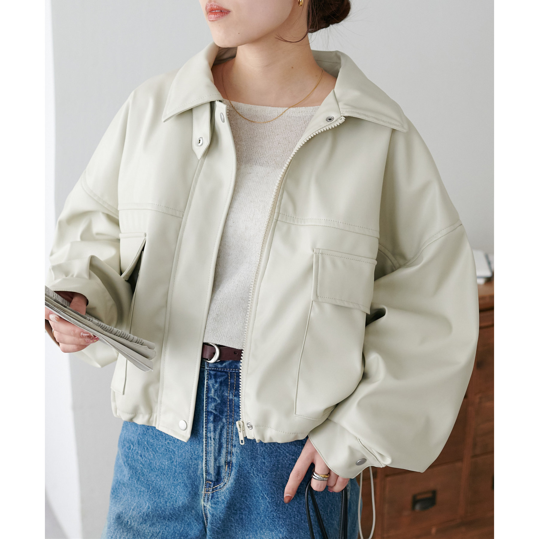 新色追加!/WEB限定】2WAYフェイクレザーブルゾン | ファッション通販