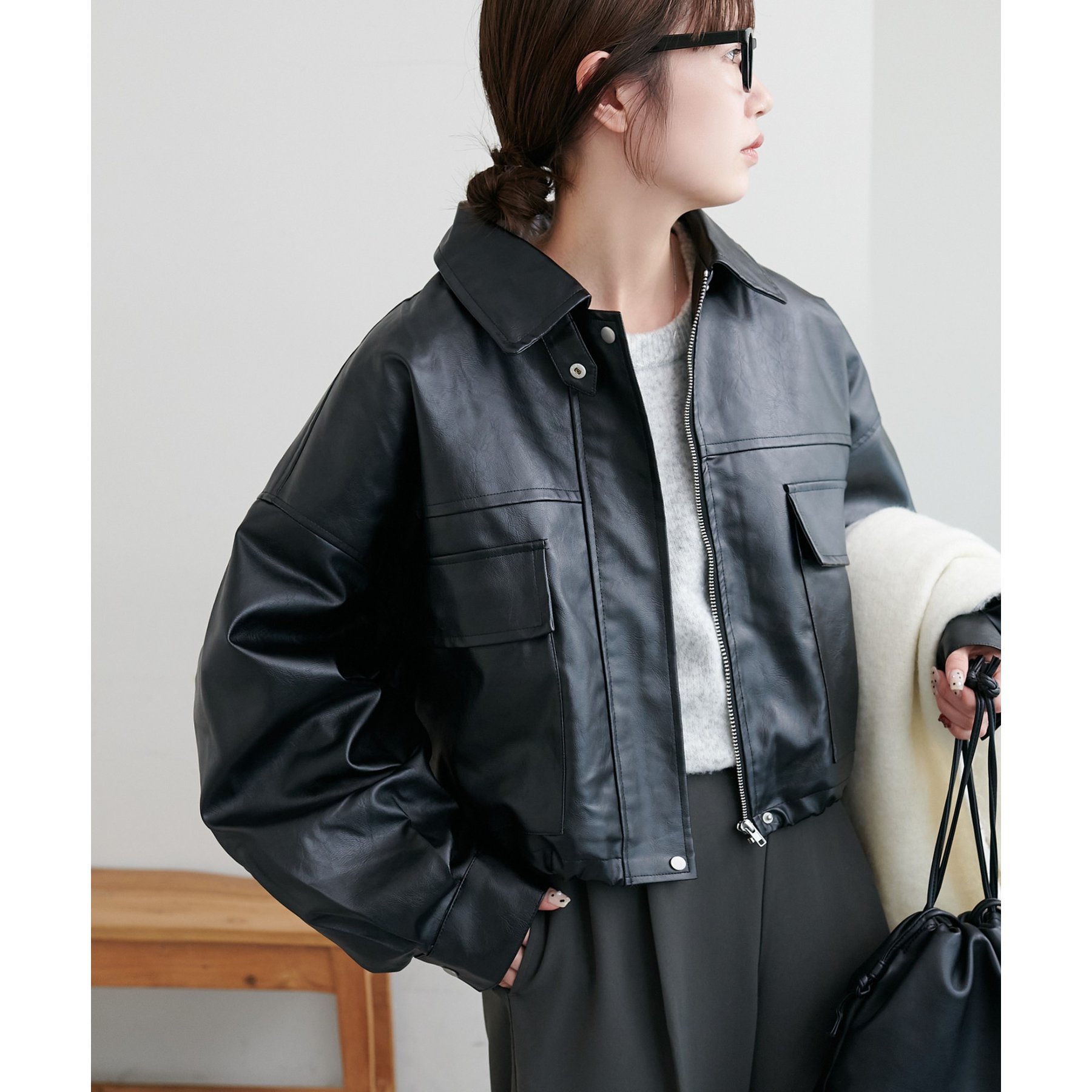 新色追加!/WEB限定】2WAYフェイクレザーブルゾン | ファッション通販