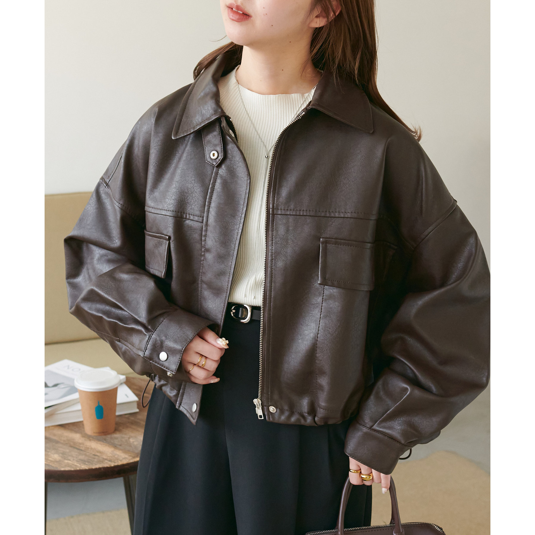 新色追加!/WEB限定】2WAYフェイクレザーブルゾン | ファッション通販