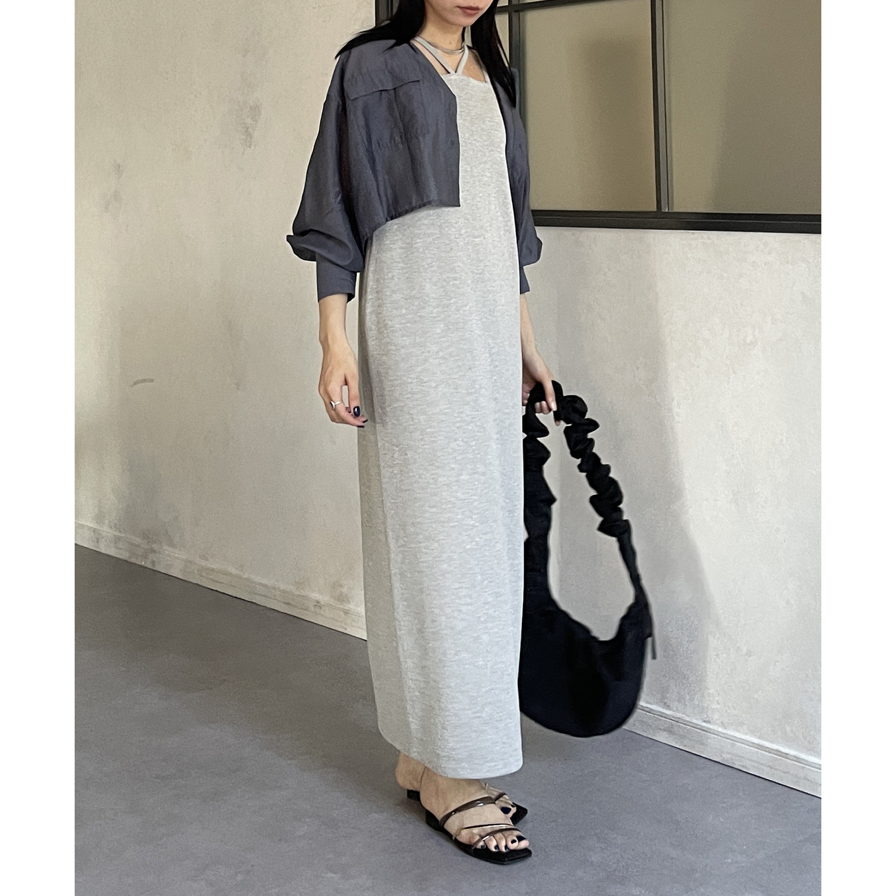 ホルターネックカップ付きナローキャミワンピース | ファッション通販