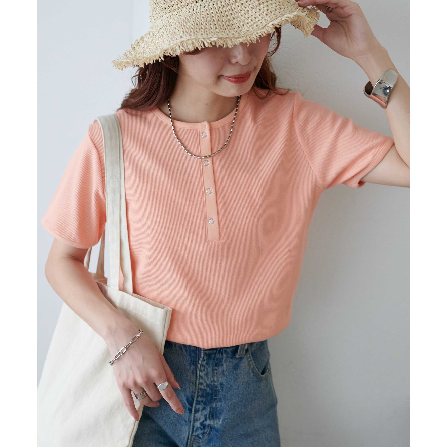 29色展開/多色買い】ワッフルリングドット半袖Tシャツ《WEB限定