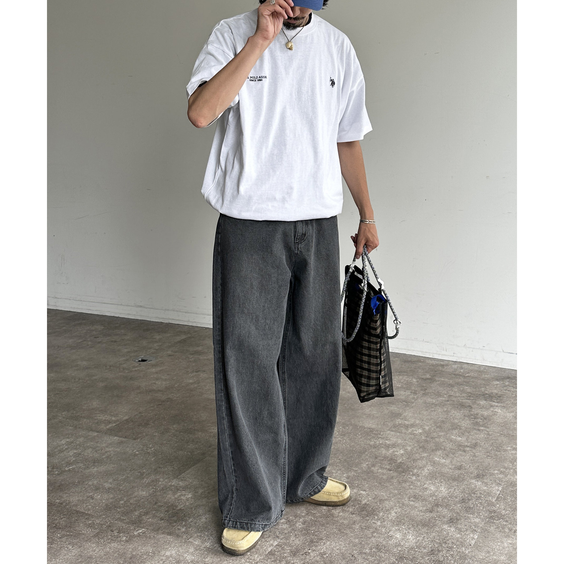 51 guguです ステッチポイントワイドデニムパンツ | ファッション通販サイト NUGU