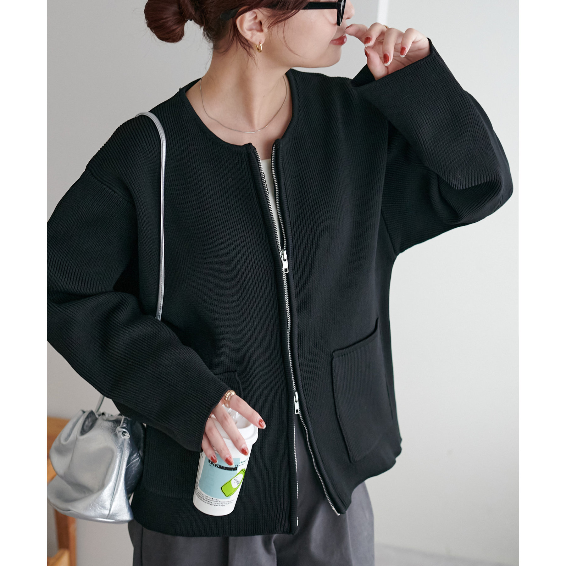 新色追加!/WEB限定】Wジップスポンディッシュクルーカーディガン