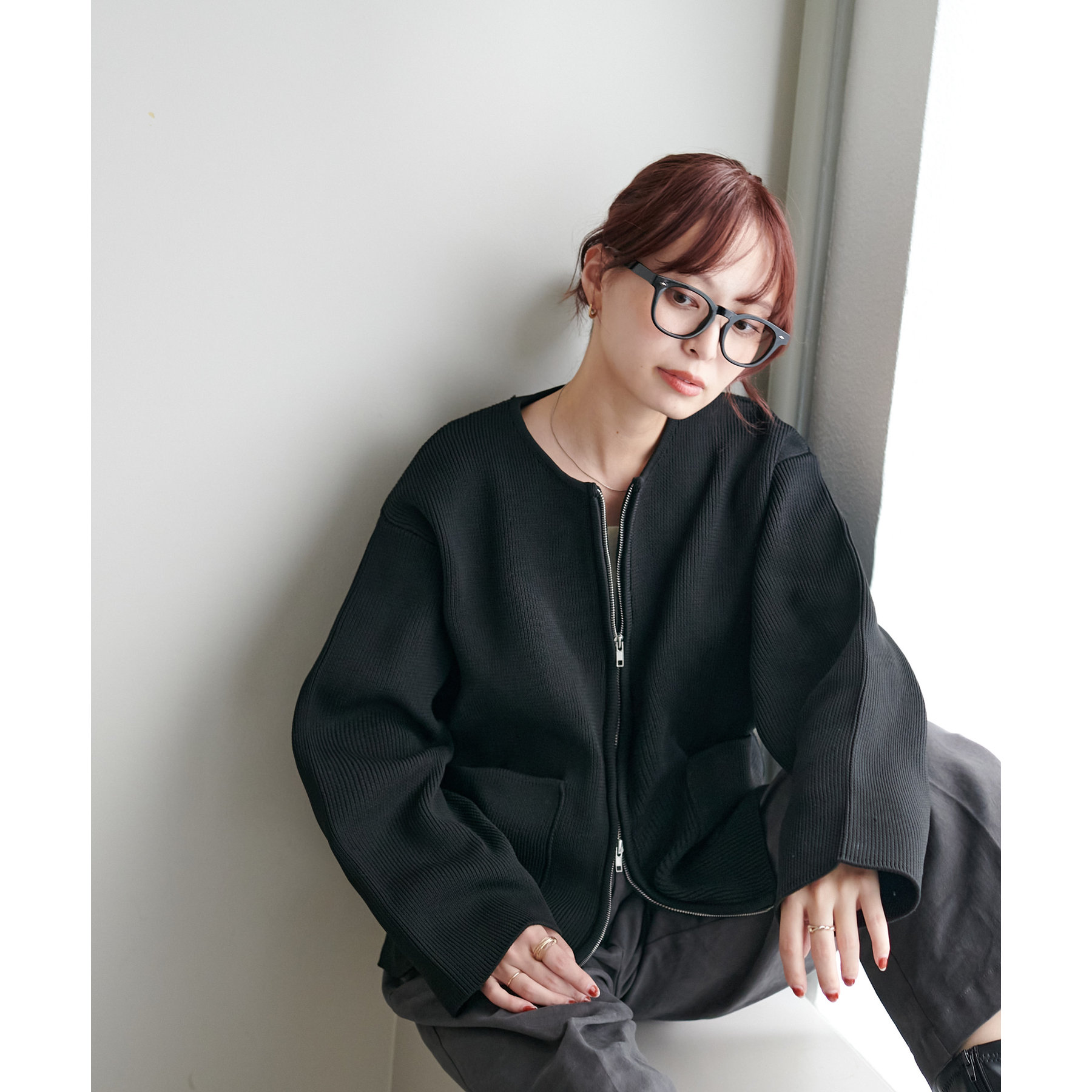 新色追加!/WEB限定】Wジップスポンディッシュクルーカーディガン