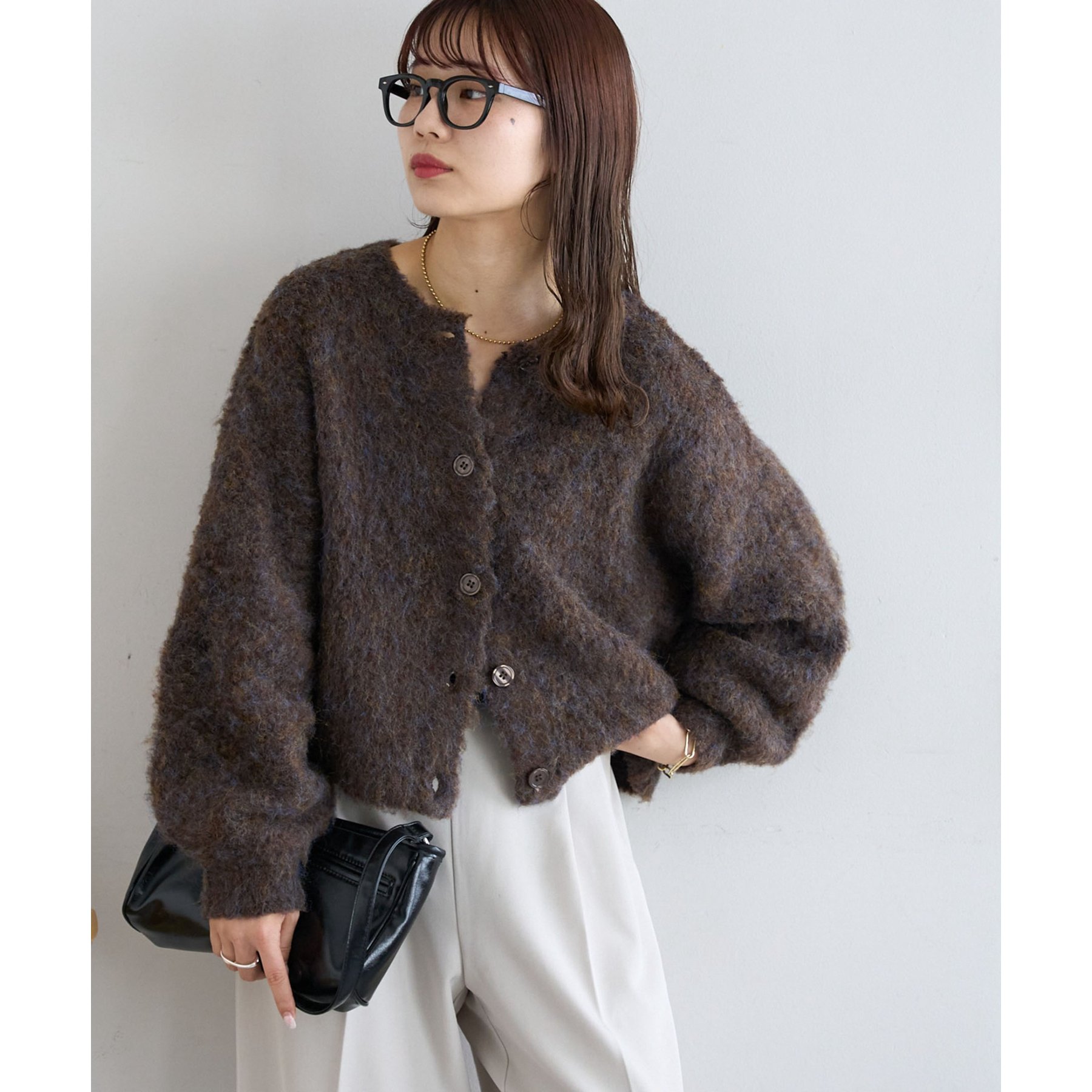 【新色追加!/WEB限定】MIXブークレシャギーカーディガン