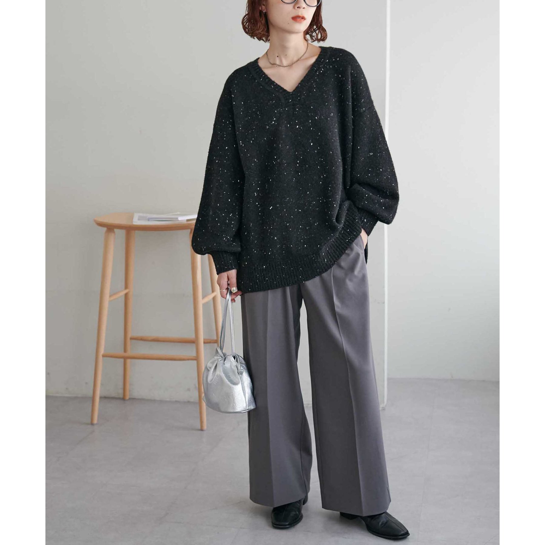 ニット セーター 「WEB限定」ネップVネックニット レディース WEB限定】ネップVネックニット | ファッション通販サイト NUGU