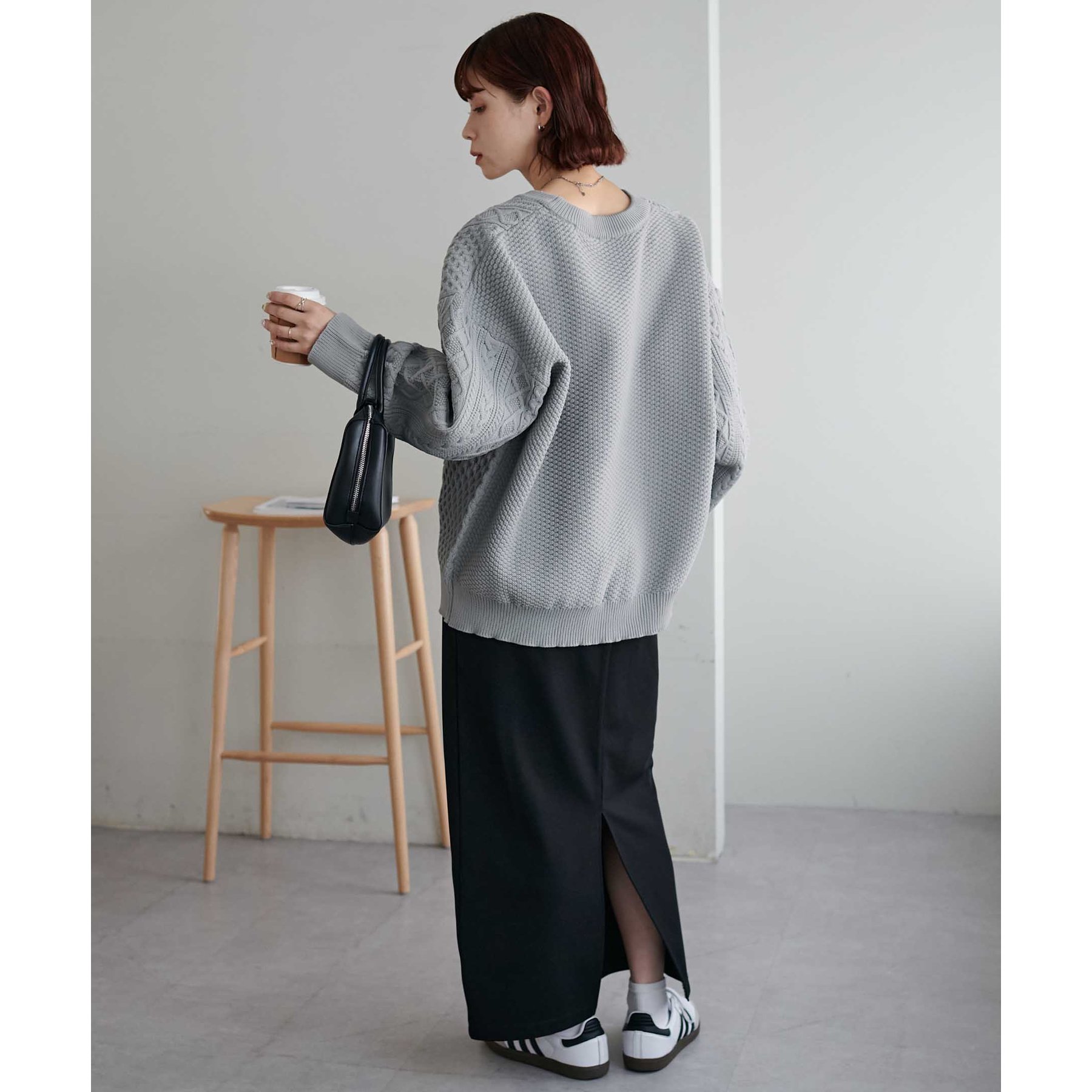 WEB限定】配色ラインスポンディッシュケーブルニット | ファッション