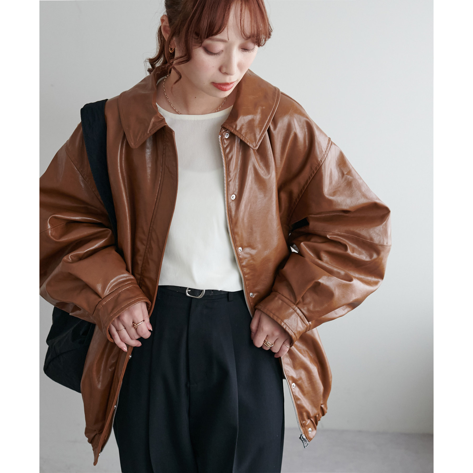 ジャケット・アウター urara ガラスレザーボア衿ブルゾン | ファッション通販サイト NUGU