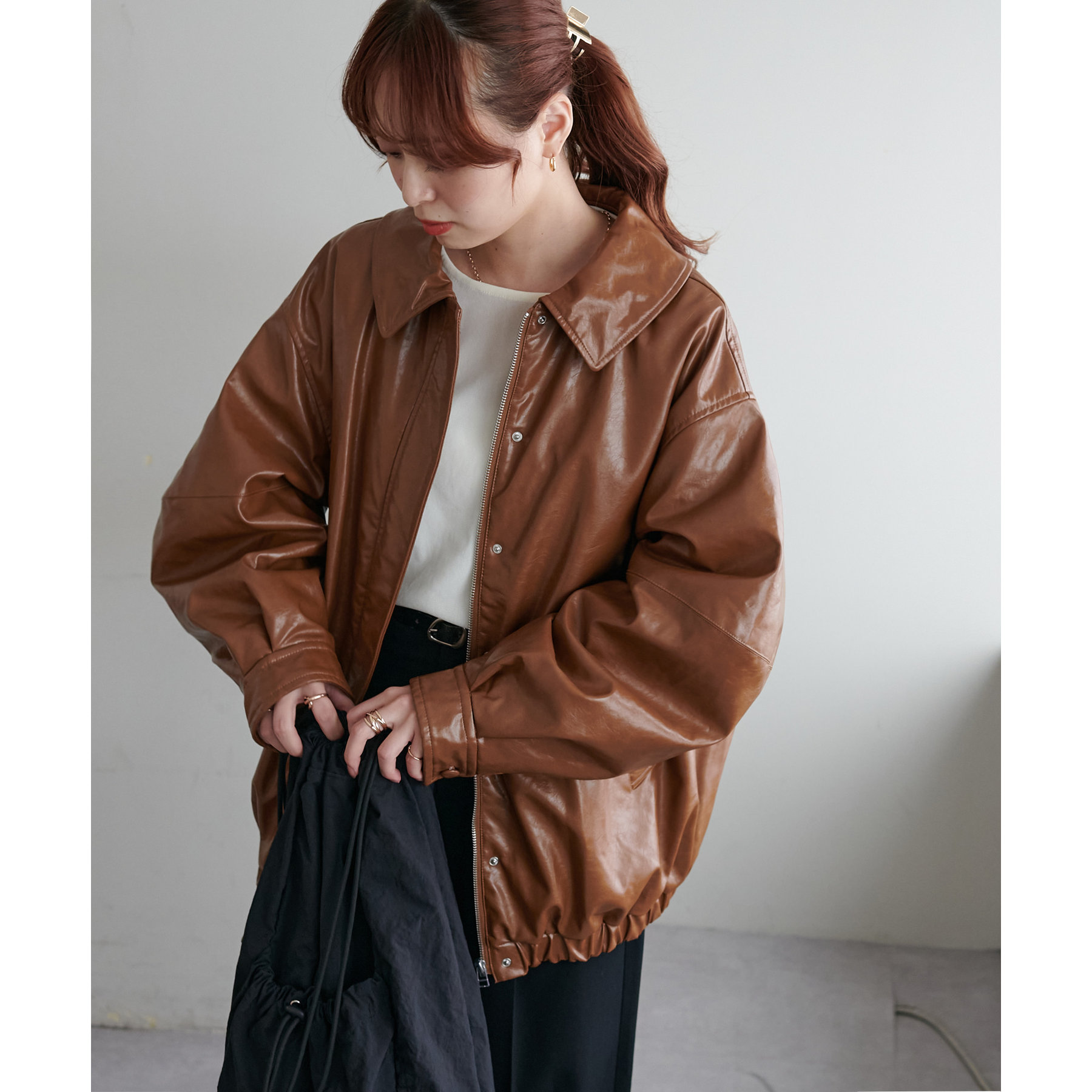 ガラスレザーボア衿ブルゾン | ファッション通販サイト NUGU