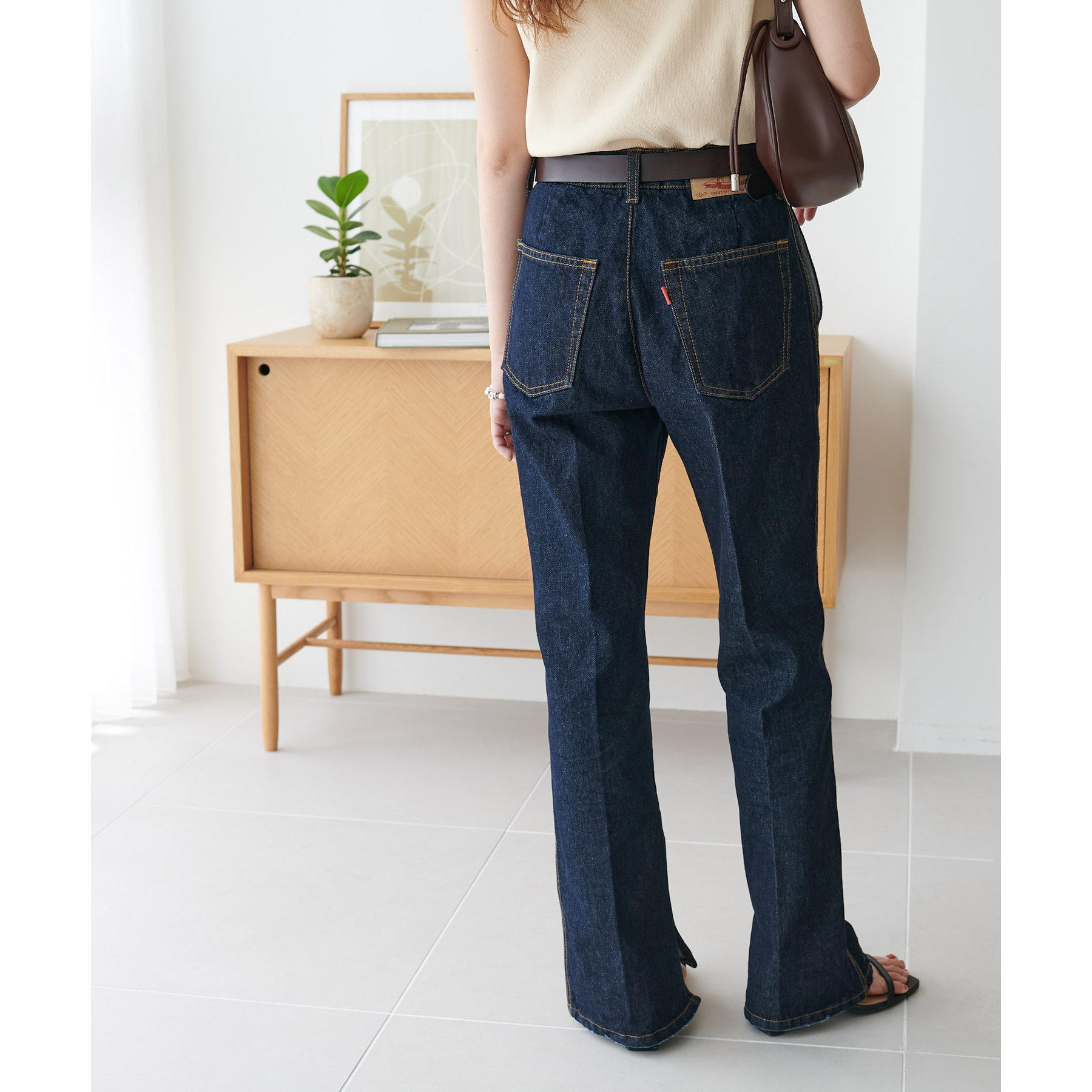 qung ボリュームupピーチフレアdenim クン ボリュームUPピーチフレアdenim カラー:ダスティー