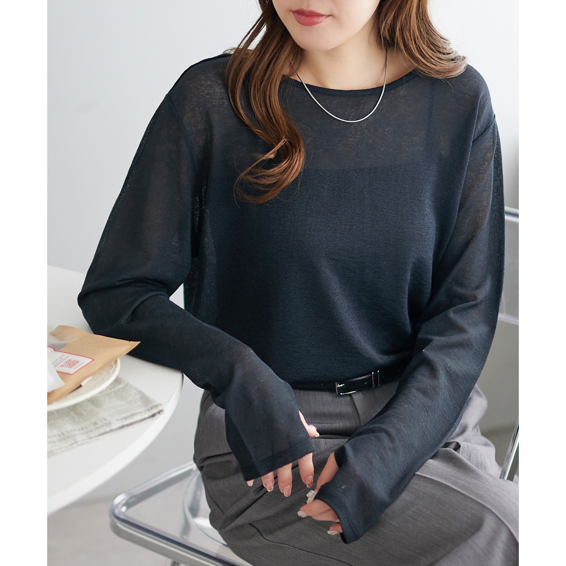 【新品】DES PRES(デプレ) グリッター シアー プルオーバー グリッターシアー ラウンドネックプルオーバー（DES PRES