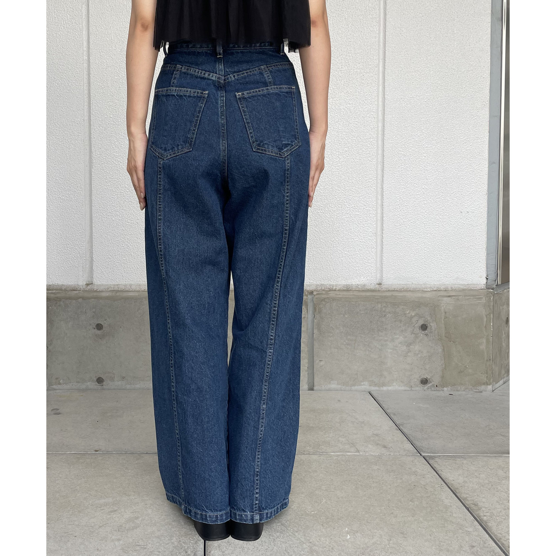 【ウォニョン着用】 JEANS バレリーナデニムシューズ 直営 裾切り替えウォッシュ加工デニム la primavera online store
