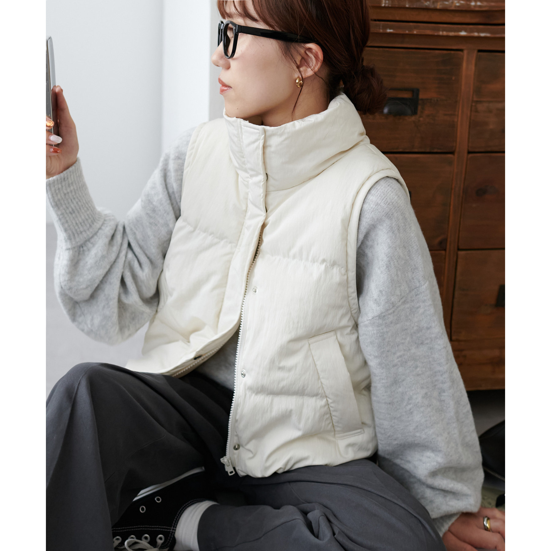 ニッセン] 中綿ショートベスト【OtonaSMILE】 ニッセン ベスト 大きい