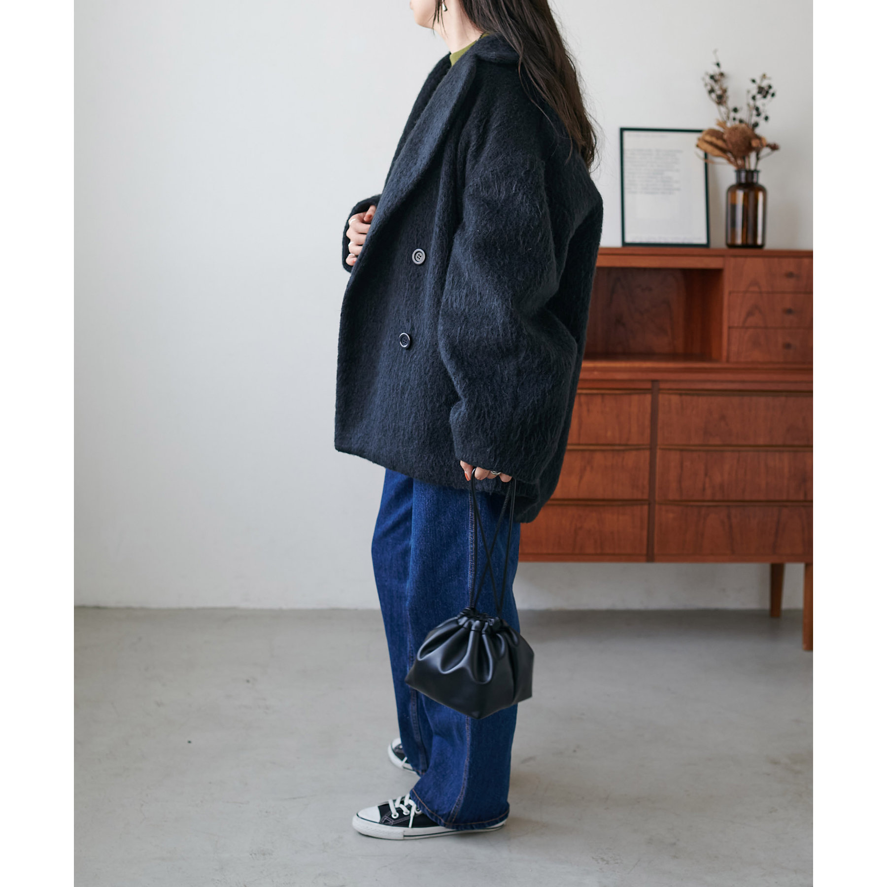 【discoat】シャギーミドルコート：ブラック WEB限定】シャギーミドルコート | ファッション通販サイト NUGU